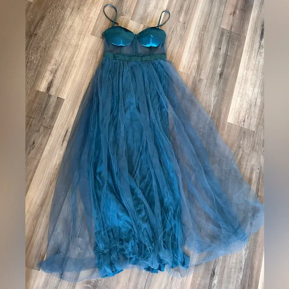 Fashion Nova | Dresses | Fashion Nova Nwt Romantic Hope Tulle Maxi Dress  Teal | Poshmark